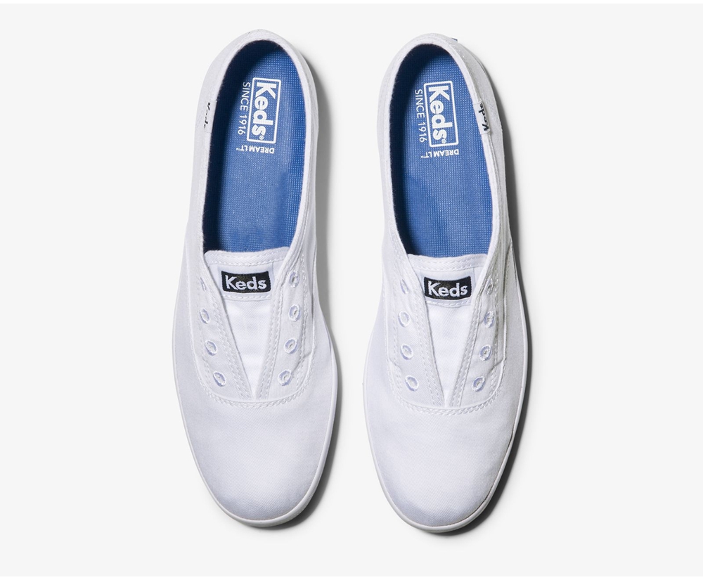 Slip Ons Keds Mujer Blancas - Chillax Basics - 921-VMEXWZ